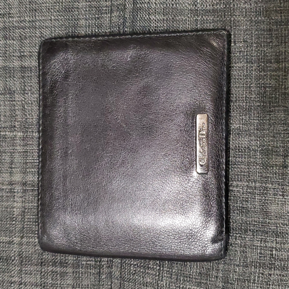Black Leather Christian Dior Mens Wallet